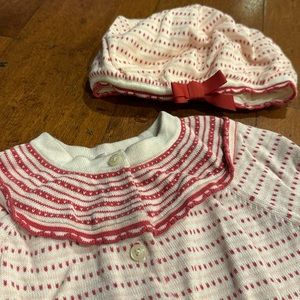 Janie & Jack Valentine’s Sweater & beret hat. Pink 💕 12-18 months baby girl